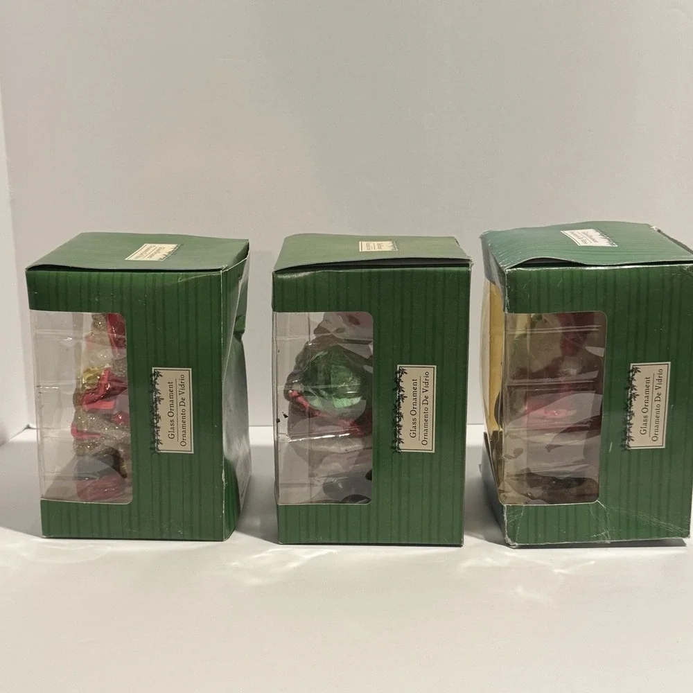 Vintage Walmart Glass Santa Ornaments Set of 3 - 5